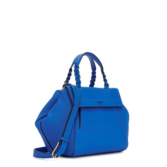Handbags - Tory Burch Half Moon Satchel Blue Leather Tote